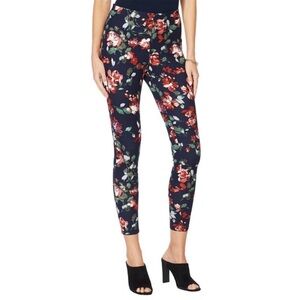 New! Tummy Control Slimming Pants by Nina Leonard Black Multi Floral Size 2X